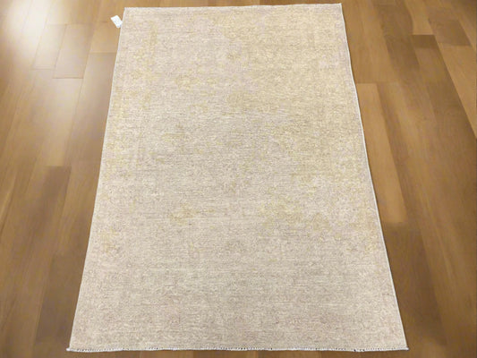 4X6 Oushak Beige/Ivory Handmade Wool Rug # 9698