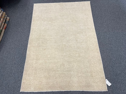 4X6 Oushak Beige/Ivory Handmade Wool Rug # 9698