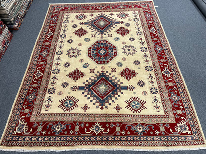 Kazak Beige 9X12 Handmade Wool Rug # 13737