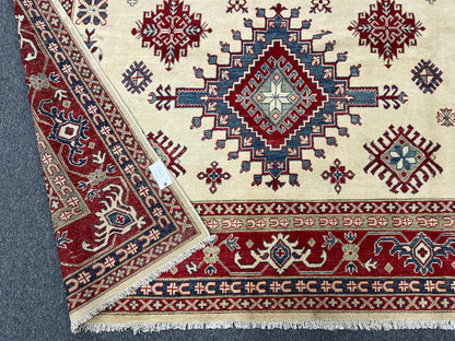 Kazak Beige 9X12 Handmade Wool Rug # 13737