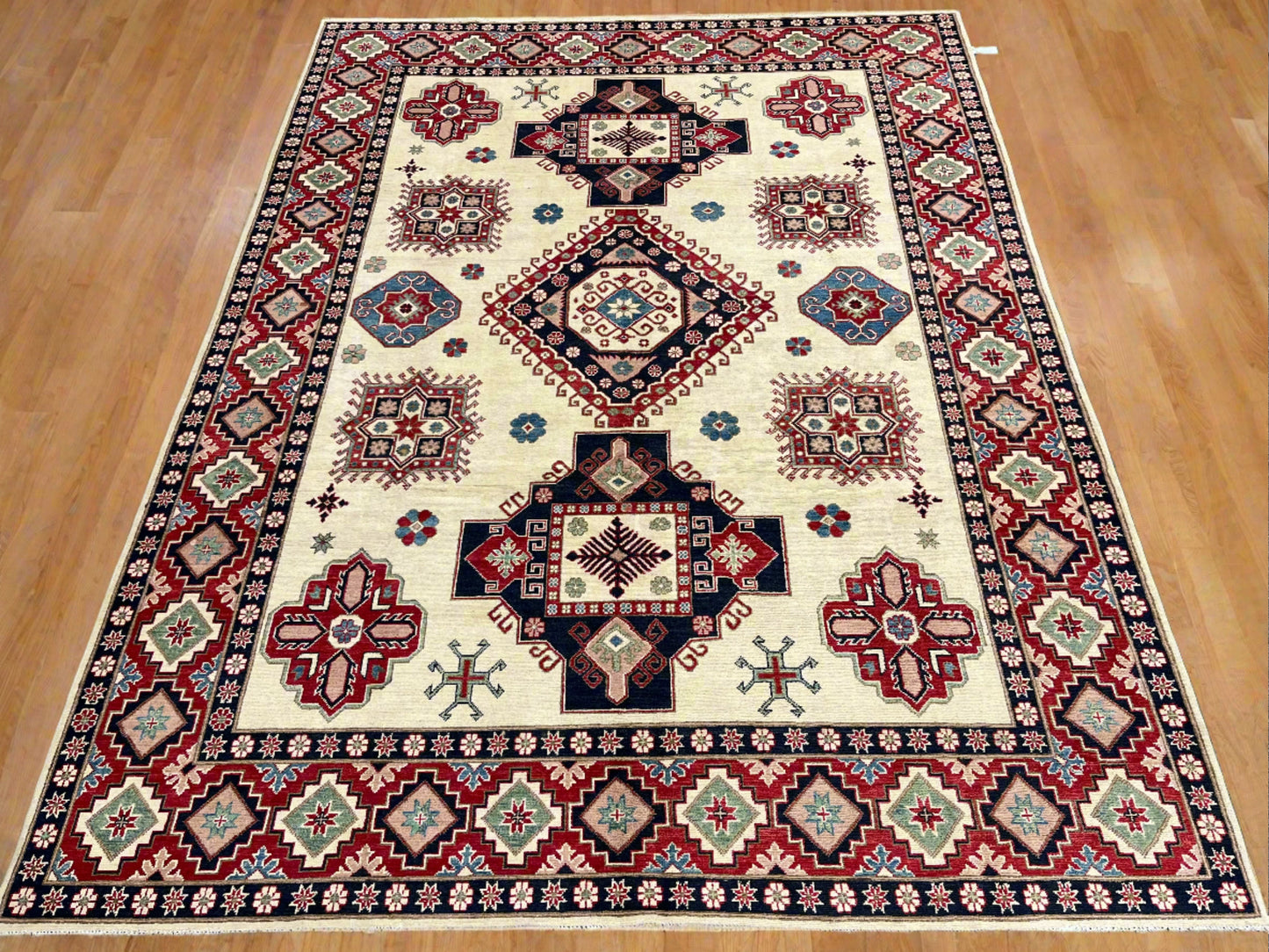 Kazak Beige 9X11 Handmade Wool Rug # 13738