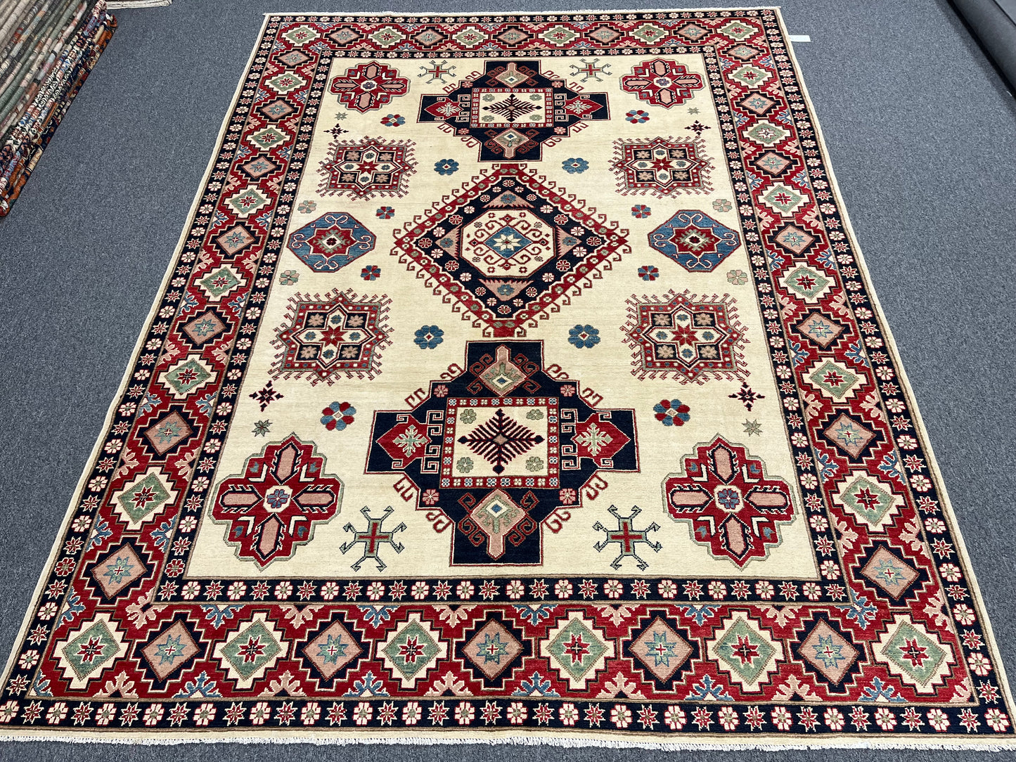 Kazak Beige 9X11 Handmade Wool Rug # 13738