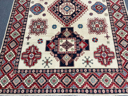 Kazak Beige 9X11 Handmade Wool Rug # 13738