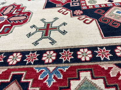 Kazak Beige 9X11 Handmade Wool Rug # 13738