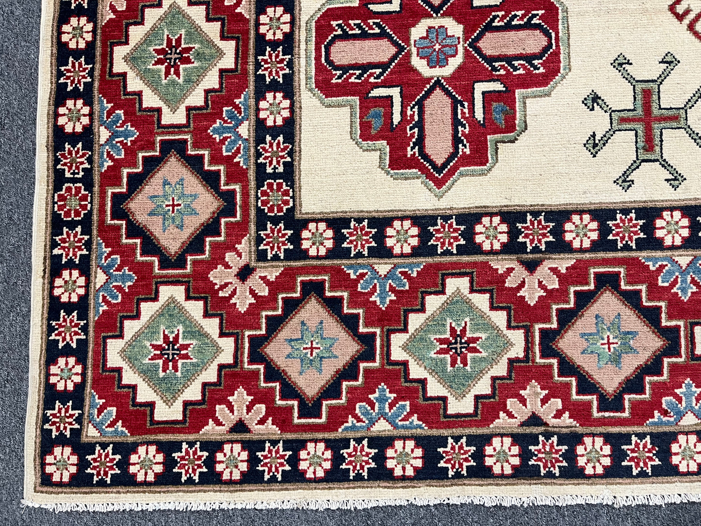 Kazak Beige 9X11 Handmade Wool Rug # 13738