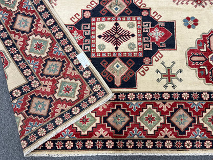 Kazak Beige 9X11 Handmade Wool Rug # 13738