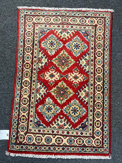 2X3 Kazak Geometric Handmade Wool Rug # 13801