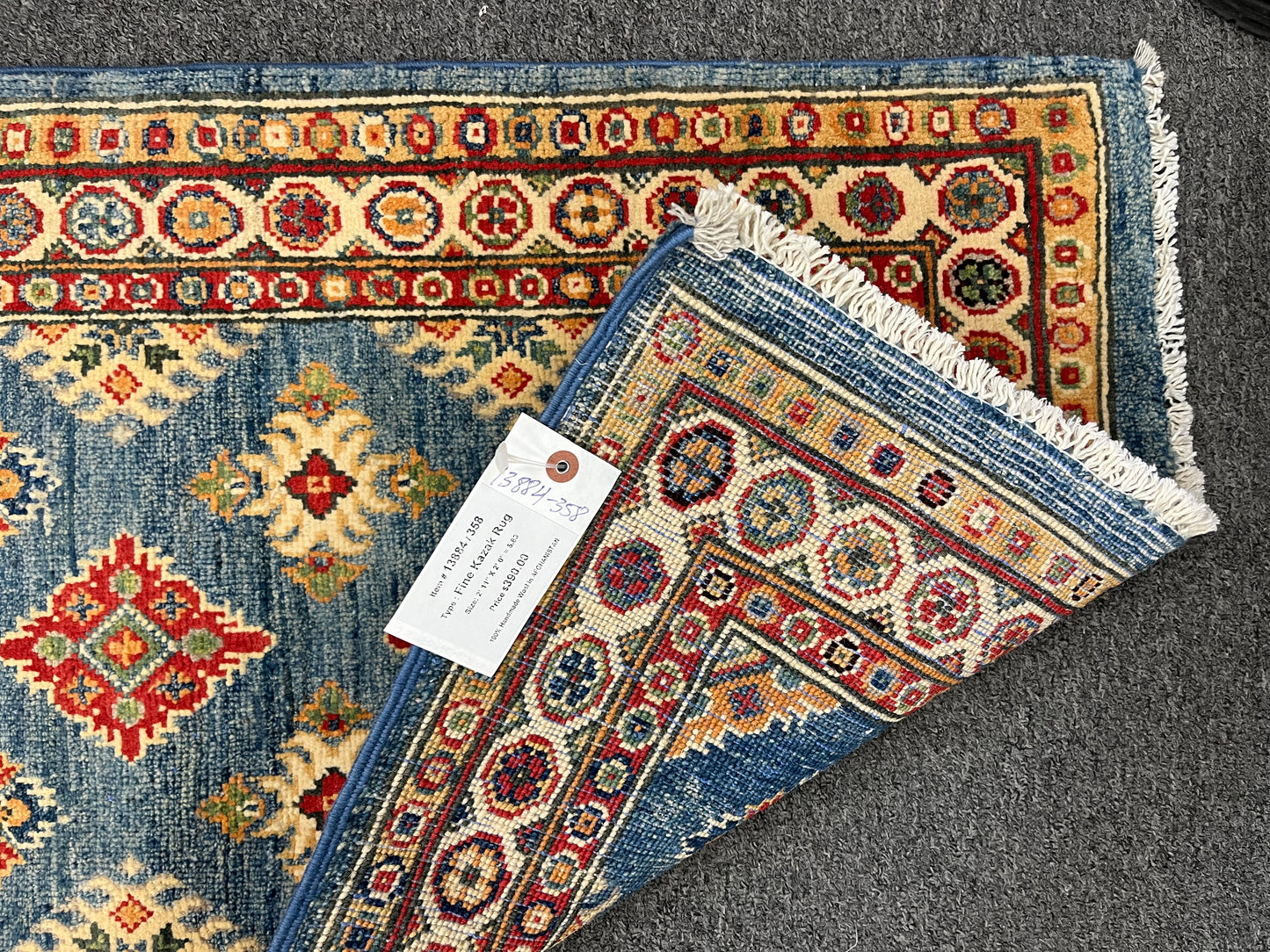 2X3 Blue Kazak Handmade Wool Rug # 13884