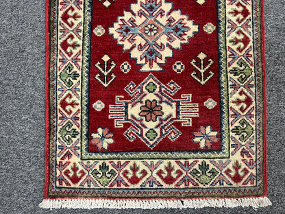 2X3 Geometric Kazak Handmade Wool Rug # 13880