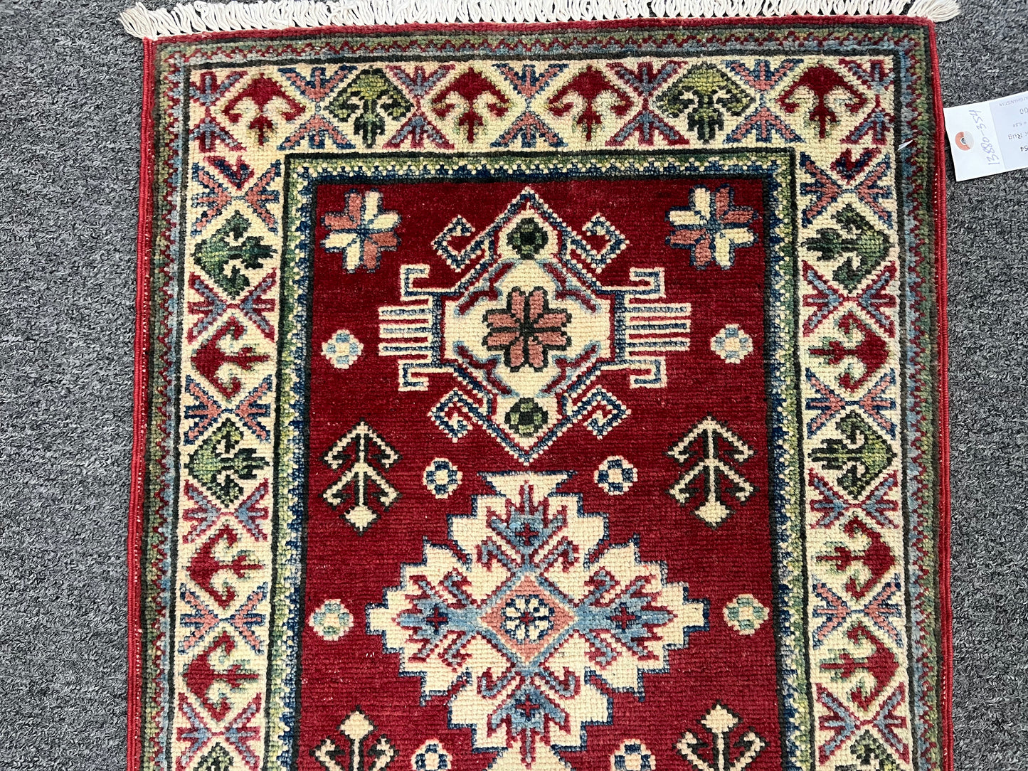 2X3 Geometric Kazak Handmade Wool Rug # 13880