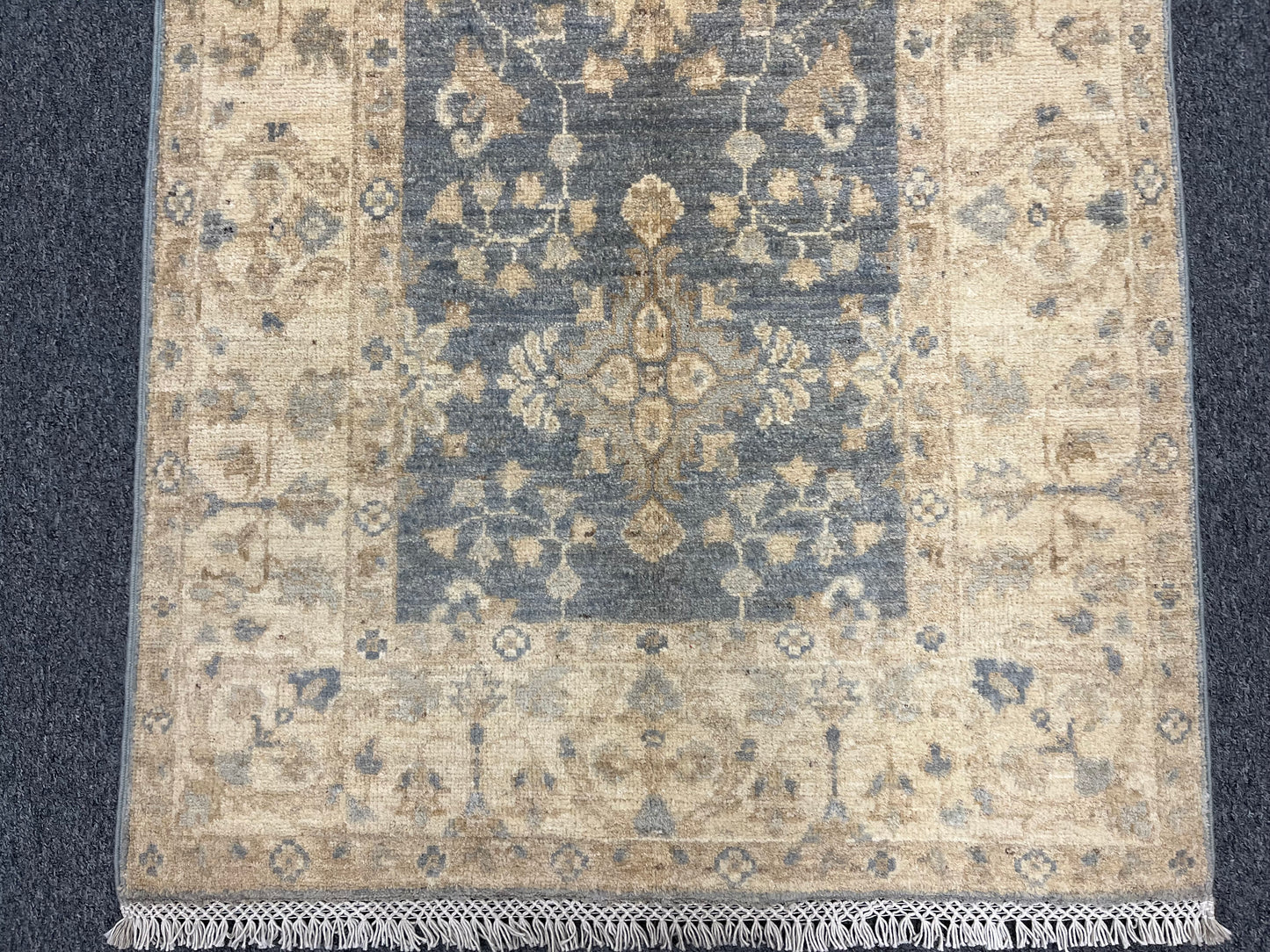 Gray Oushak Runner 3'X10' Handmade Wool Rug # 14280