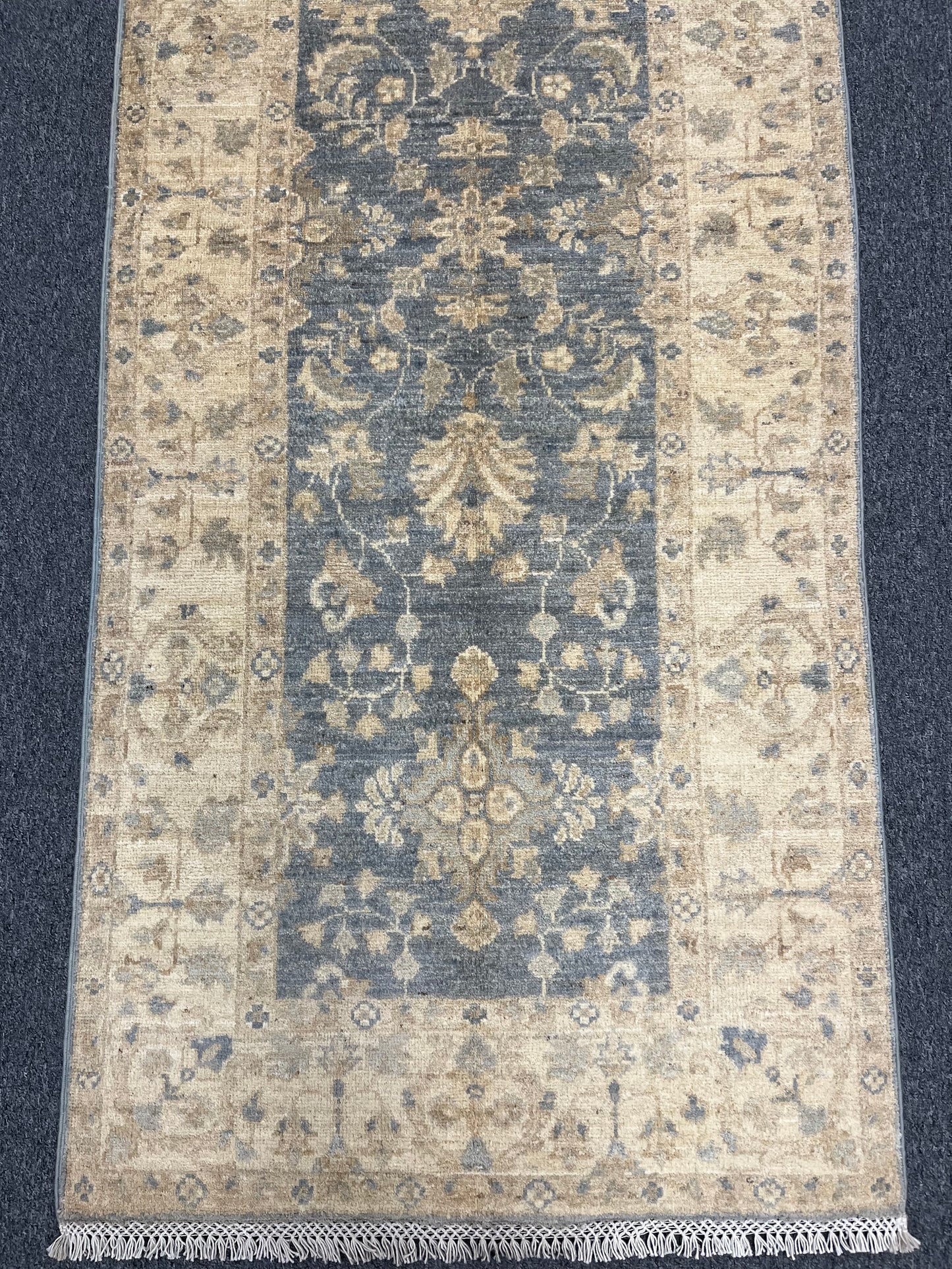 Gray Oushak Runner 3'X10' Handmade Wool Rug # 14280