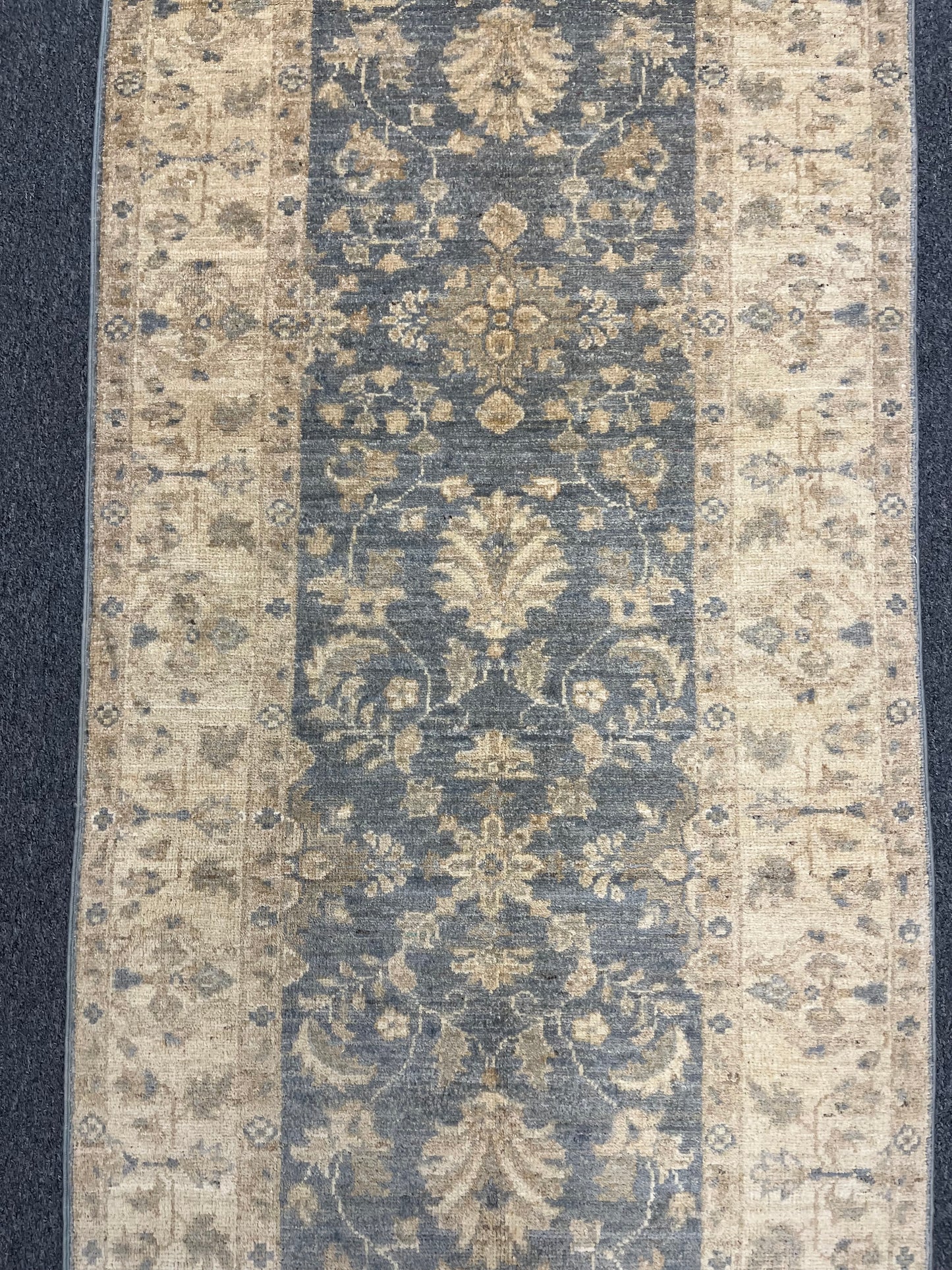 Gray Oushak Runner 3'X10' Handmade Wool Rug # 14280