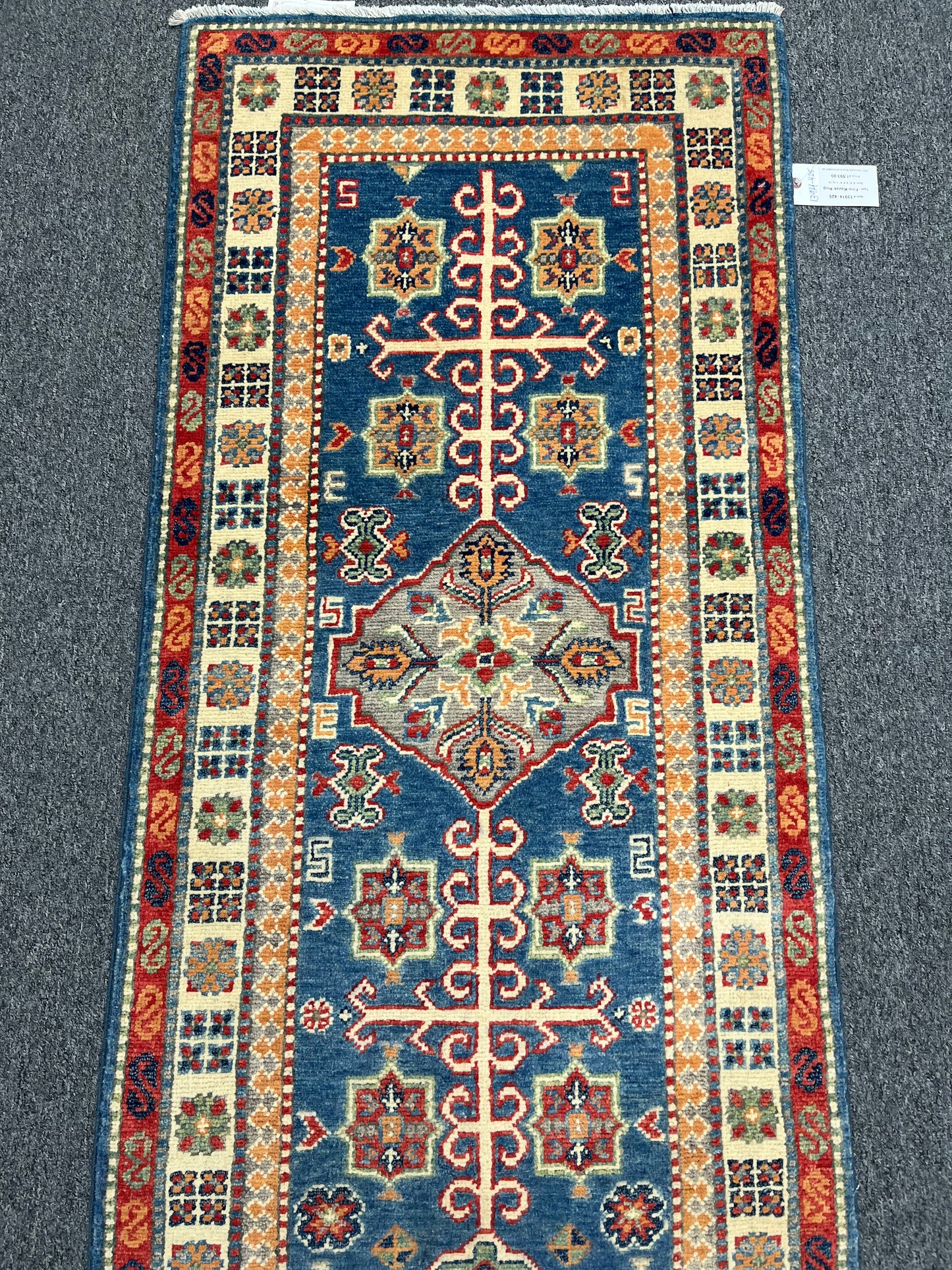 Runner Light Blue Kazak 2'4"X10' Handmade Wool Rug # 13914