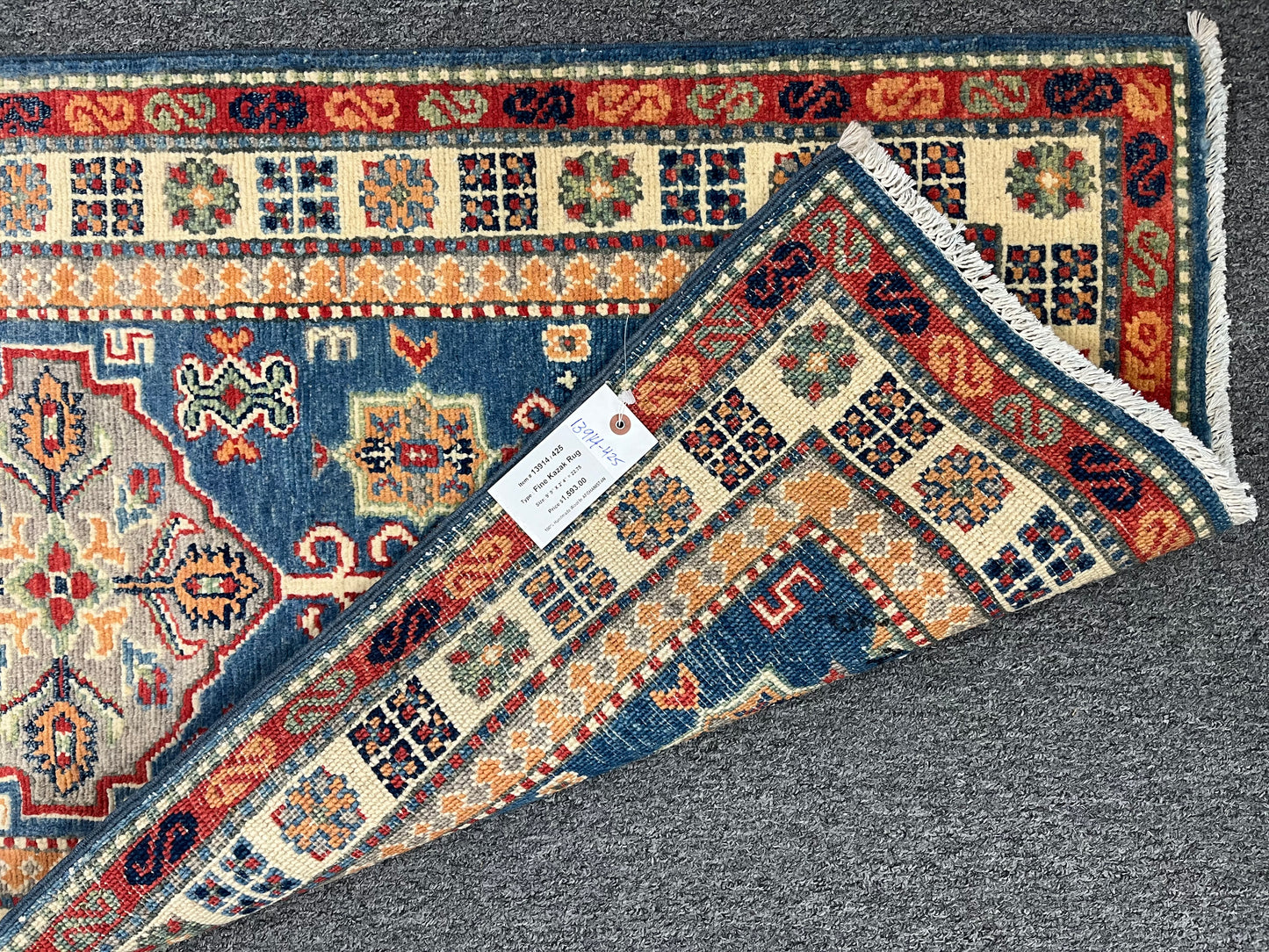 Runner Light Blue Kazak 2'4"X10' Handmade Wool Rug # 13914