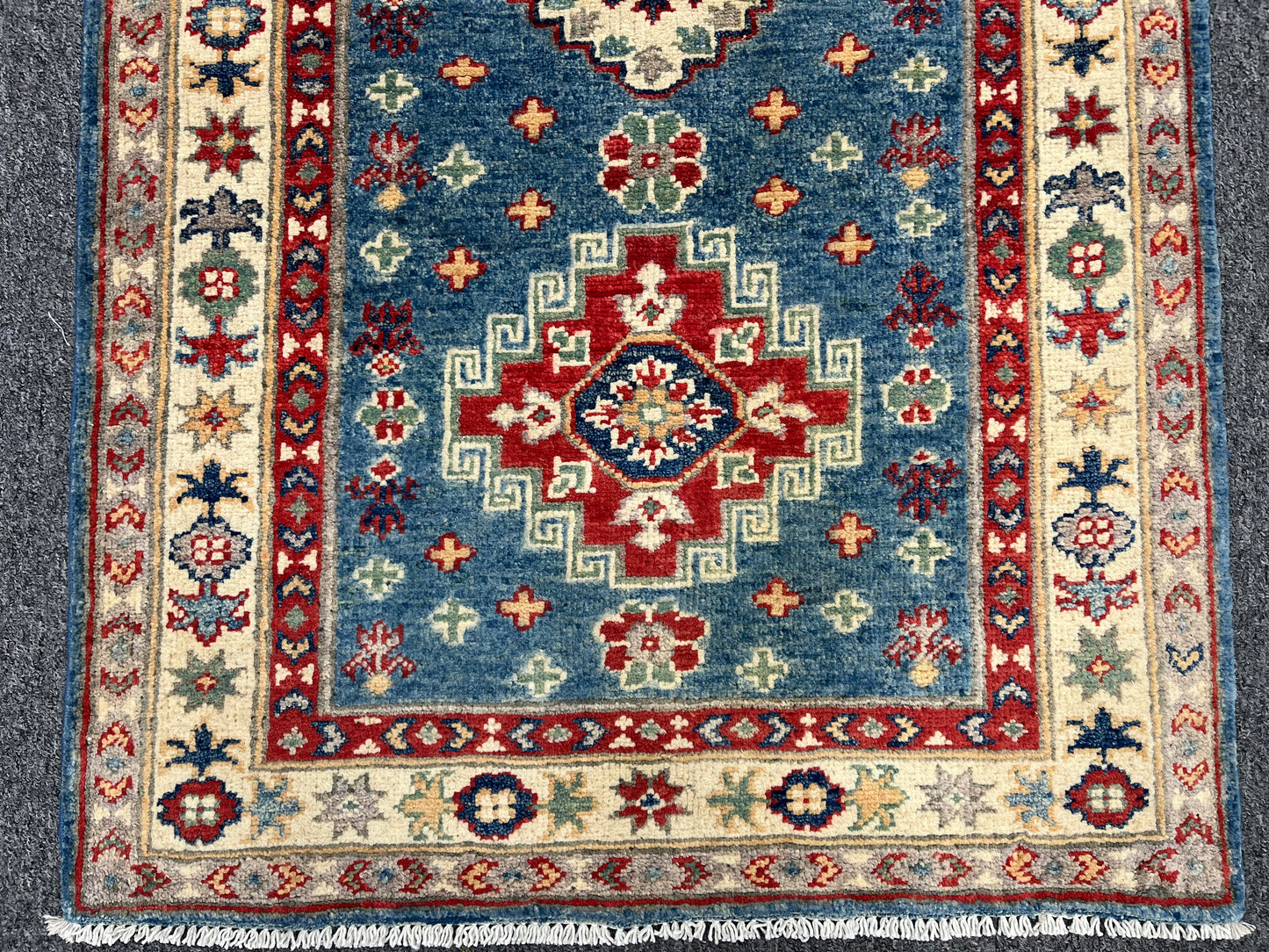 Runner Light Blue Kazak 2'7"X10' Handmade Wool Rug # 13727