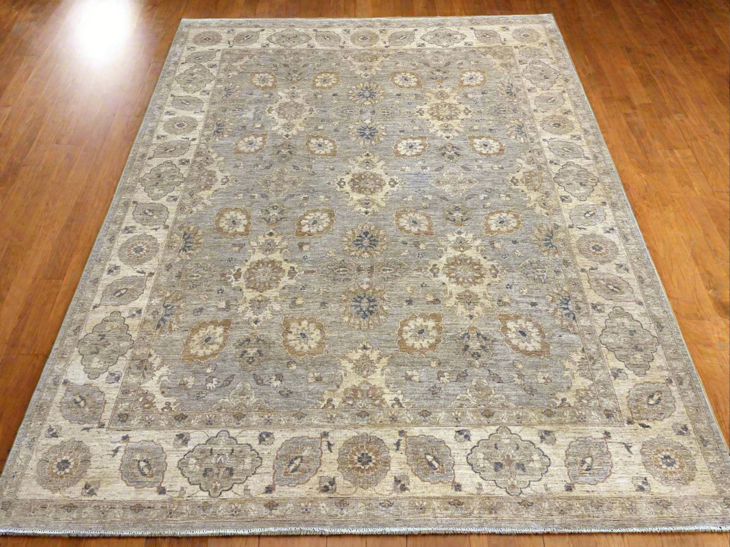 Oushak Chobi Gray/Ivory 9X12 Handmade Wool Rug # 14327