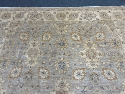 Oushak Chobi Gray/Ivory 9X12 Handmade Wool Rug # 14327