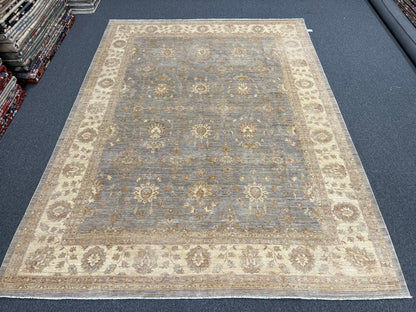 Oushak Chobi Gray/Ivory 9X12 Handmade Wool Rug # 14326