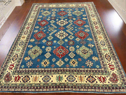 Light Blue Kazak 10X14 Handmade Wool Rug # 13886