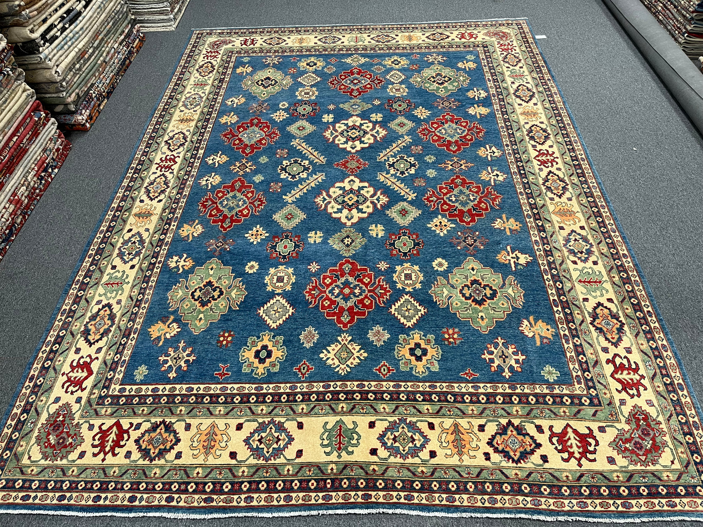 Light Blue Kazak 10X14 Handmade Wool Rug # 13886