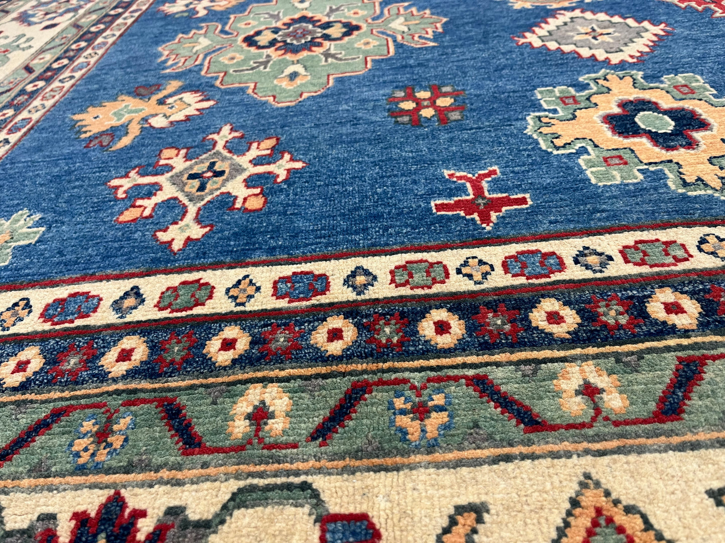 Light Blue Kazak 10X14 Handmade Wool Rug # 13886