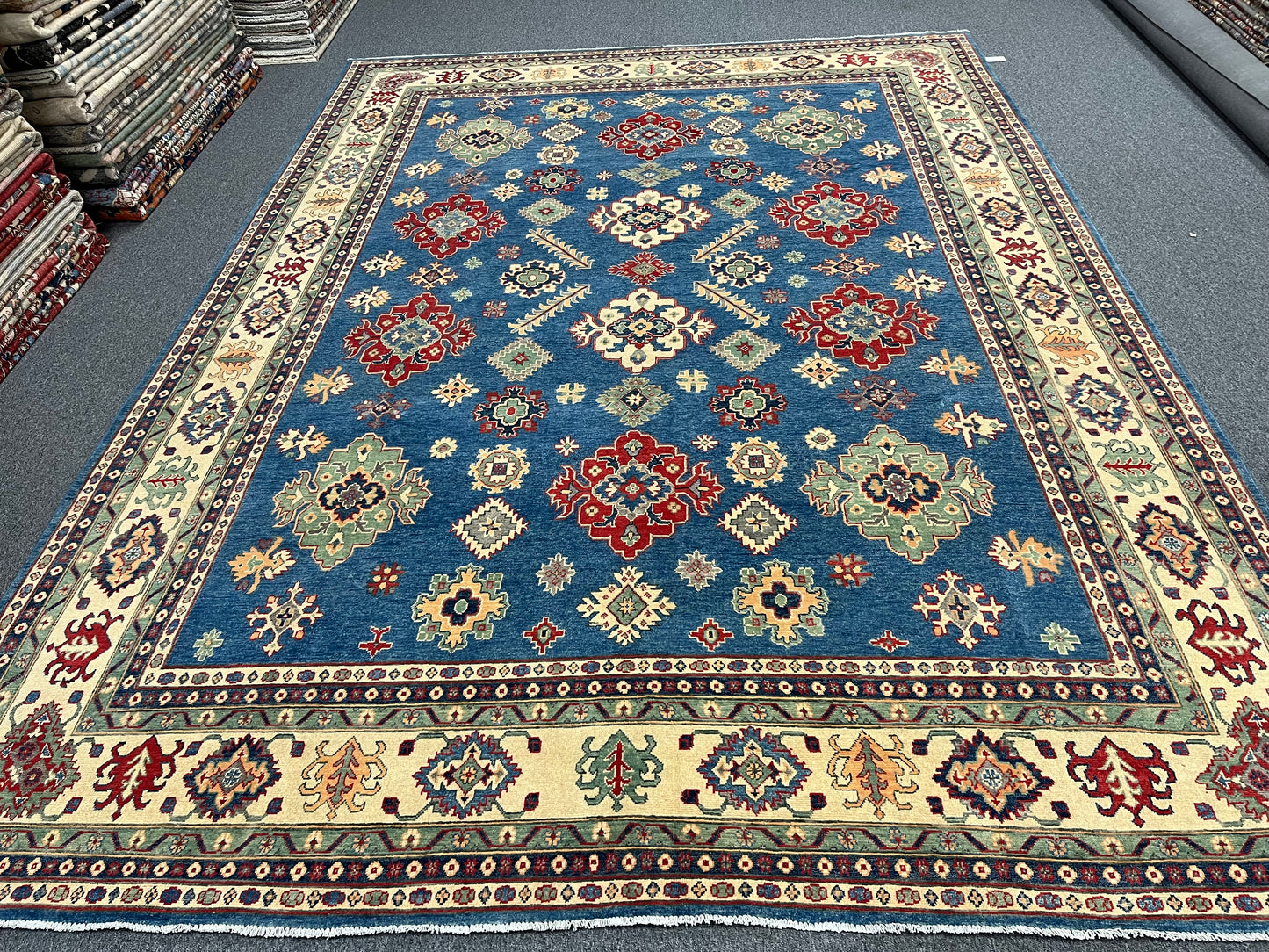 Light Blue Kazak 10X14 Handmade Wool Rug # 13886