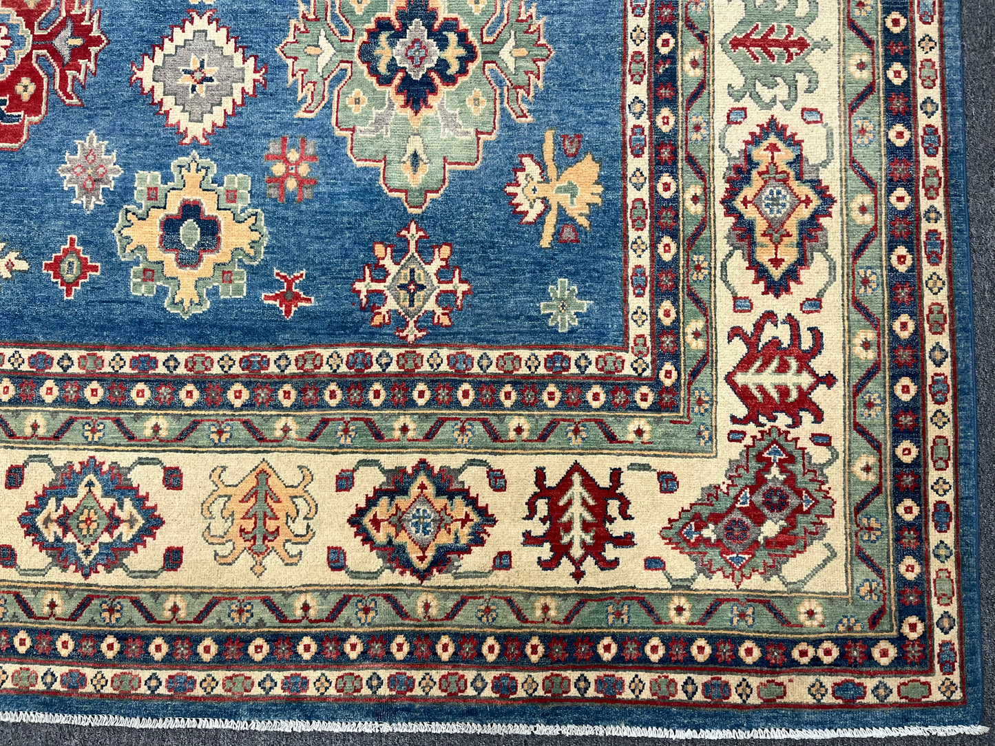 Light Blue Kazak 10X14 Handmade Wool Rug # 13886