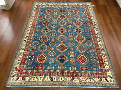 Light Blue 8X11 Kazak Handmade Wool Rug # 13736