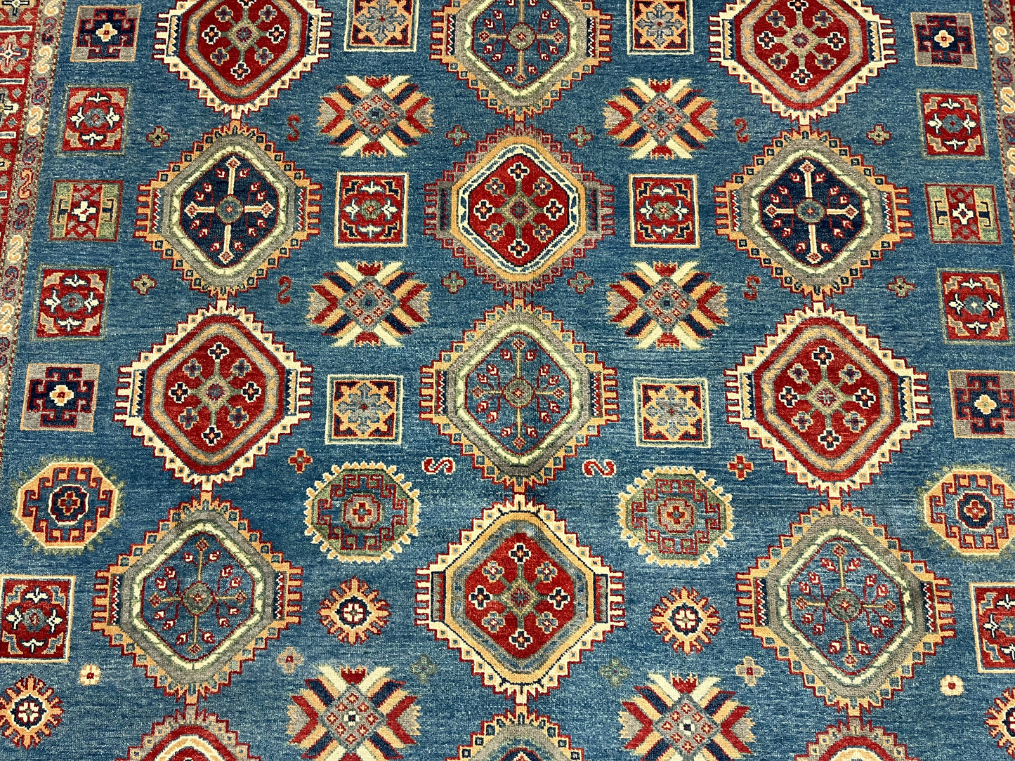 Light Blue 8X11 Kazak Handmade Wool Rug # 13736