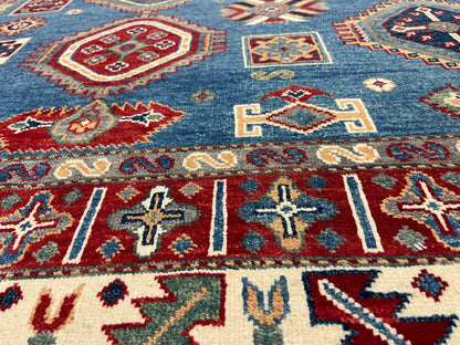 Light Blue 8X11 Kazak Handmade Wool Rug # 13736