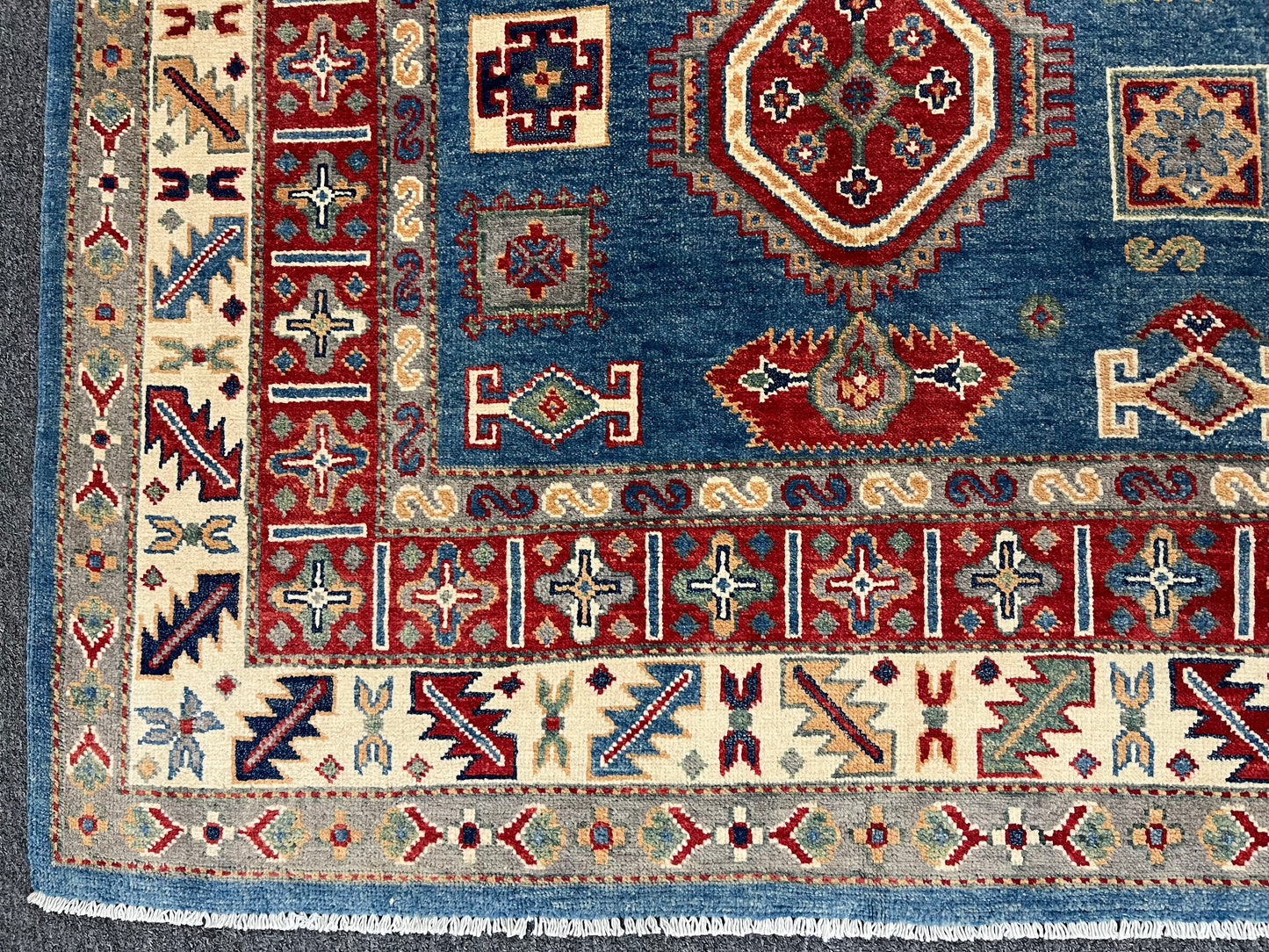 Light Blue 8X11 Kazak Handmade Wool Rug # 13736