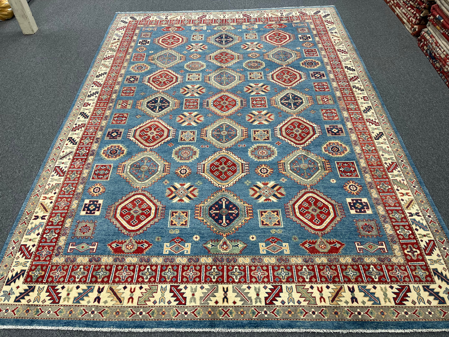 Light Blue 8X11 Kazak Handmade Wool Rug # 13736