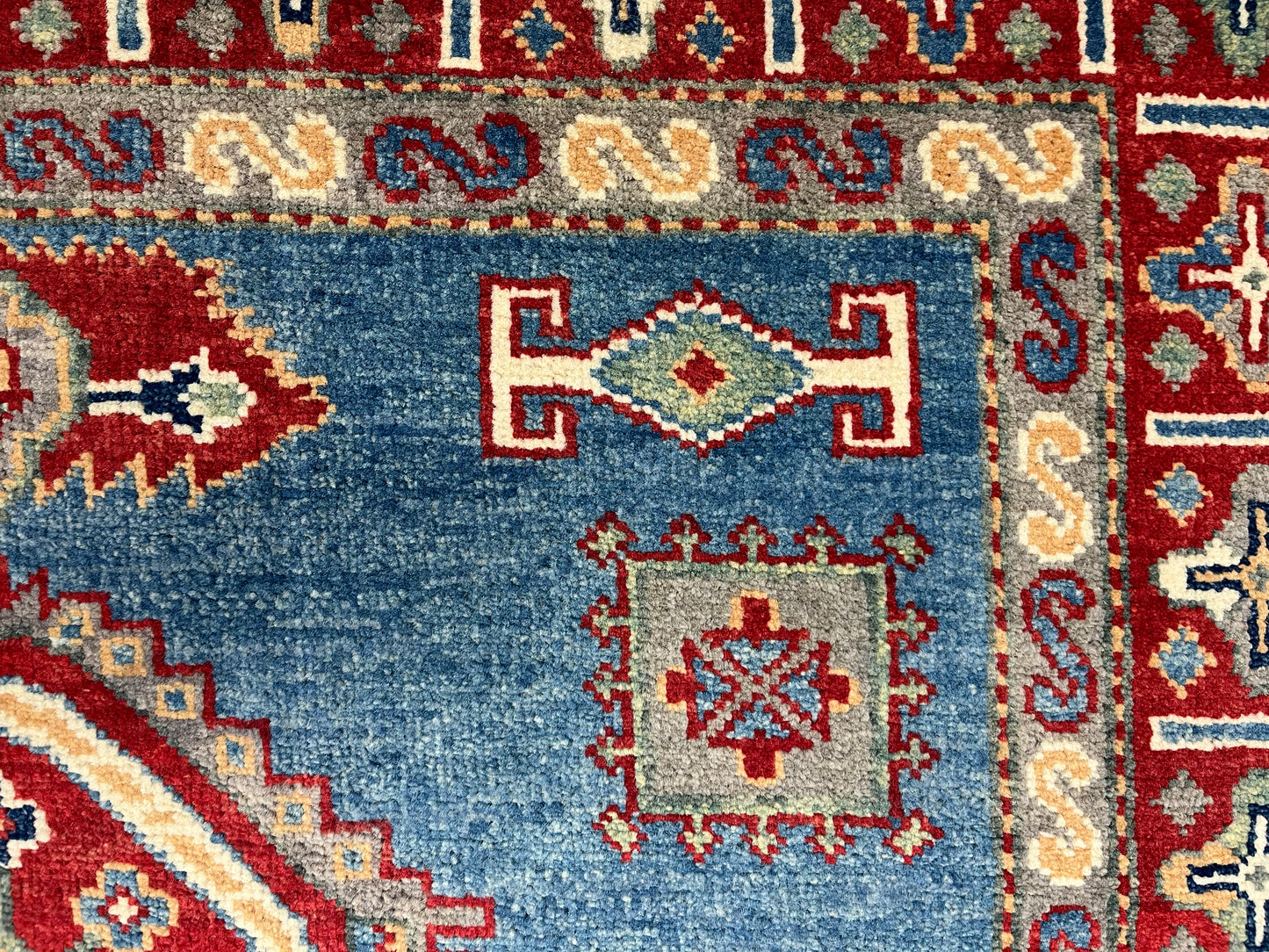 Light Blue 8X11 Kazak Handmade Wool Rug # 13736