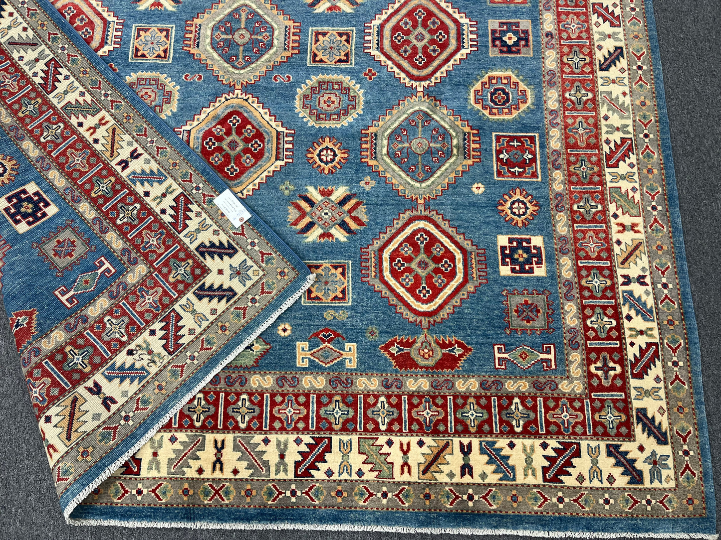 Light Blue 8X11 Kazak Handmade Wool Rug # 13736