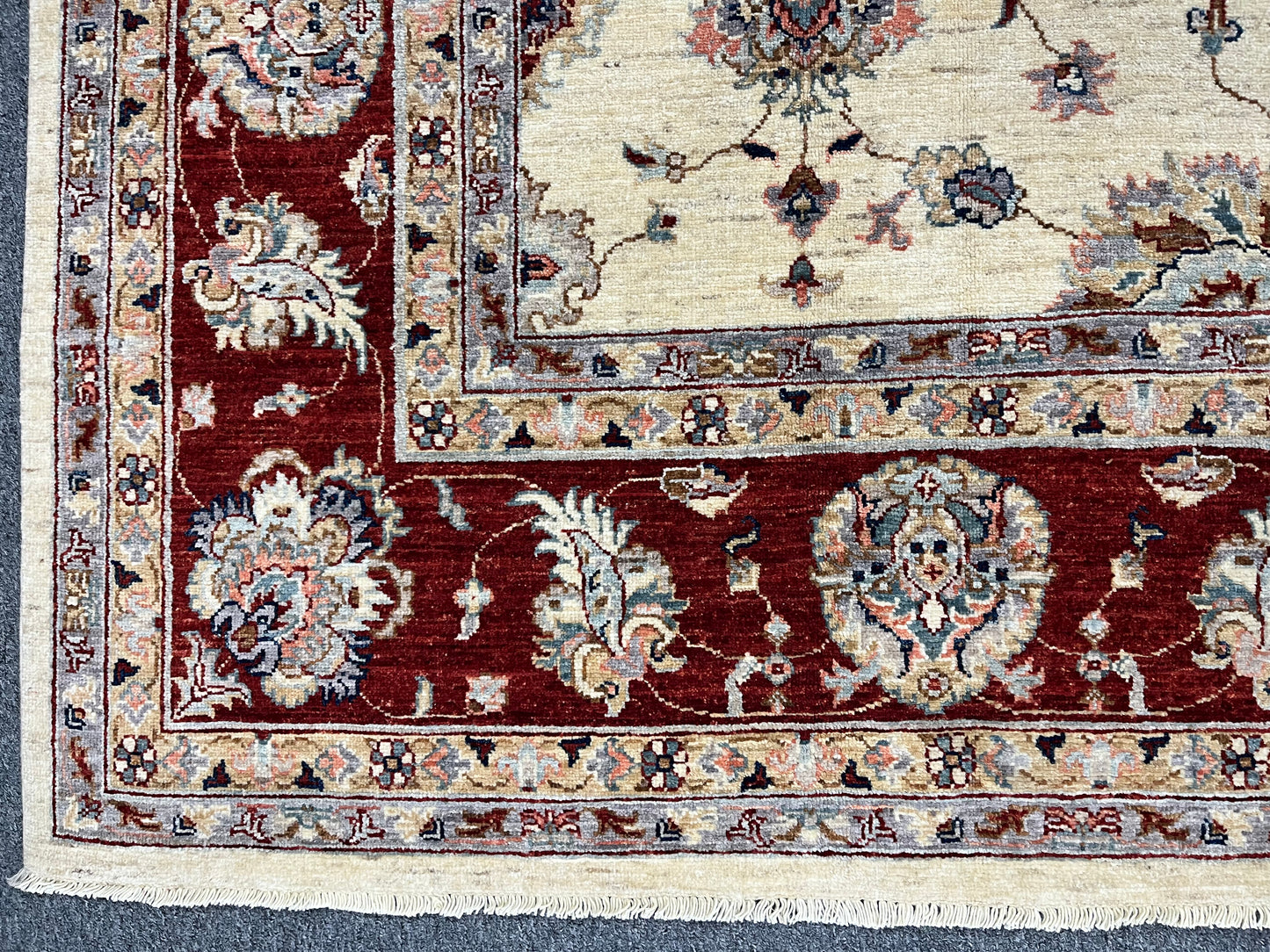 8X10 Oushak Chobi Ivory/Red Handmade Wool Rug # 14328