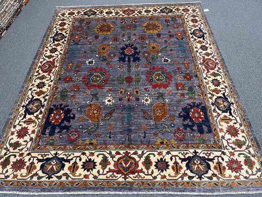Lavender/Beige Mahal 8X10 Handmade Wool Rug # 14344