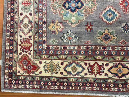 Gray Kazak 9X12 Handmade Wool Rug # 13890