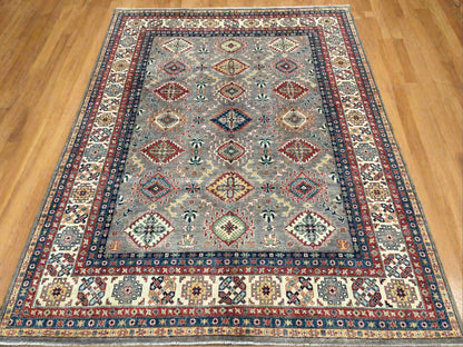 Gray Kazak 9X12 Handmade Wool Rug # 13721