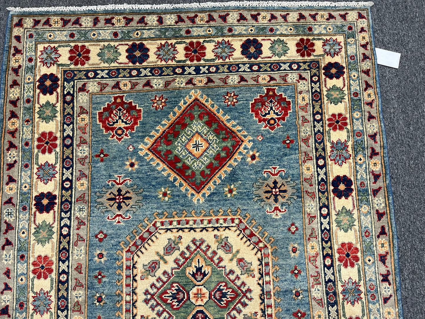 Kazak Light Blue 4X6 Handmade Wool Rug # 13760