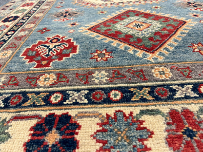 Kazak Light Blue 4X6 Handmade Wool Rug # 13760