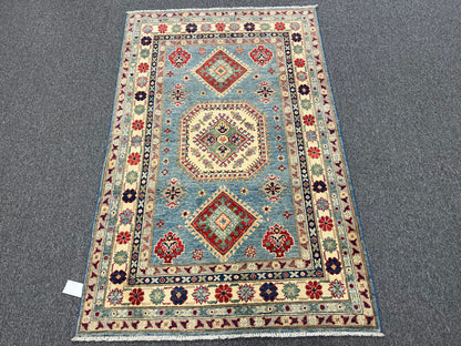 Kazak Light Blue 4X6 Handmade Wool Rug # 13760