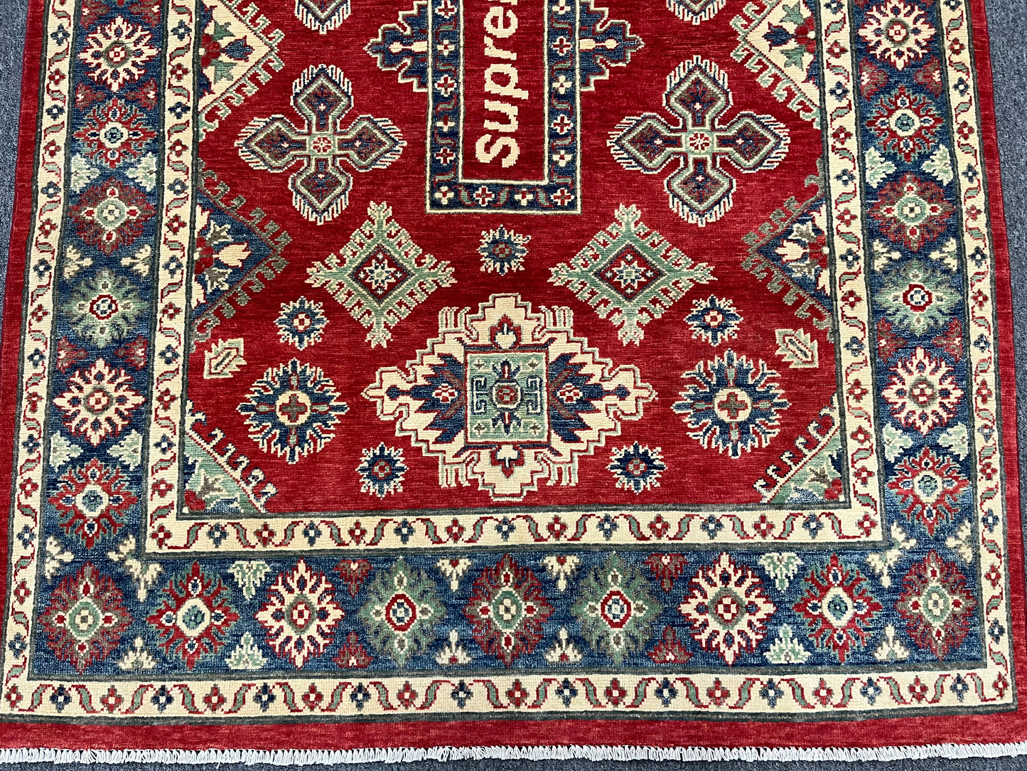 Kazak Geometric Red 5X7 Handmade Wool Rug # 13815