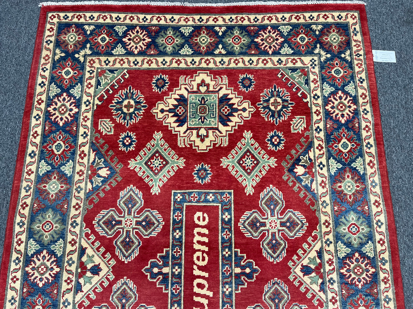 Kazak Geometric Red 5X7 Handmade Wool Rug # 13818