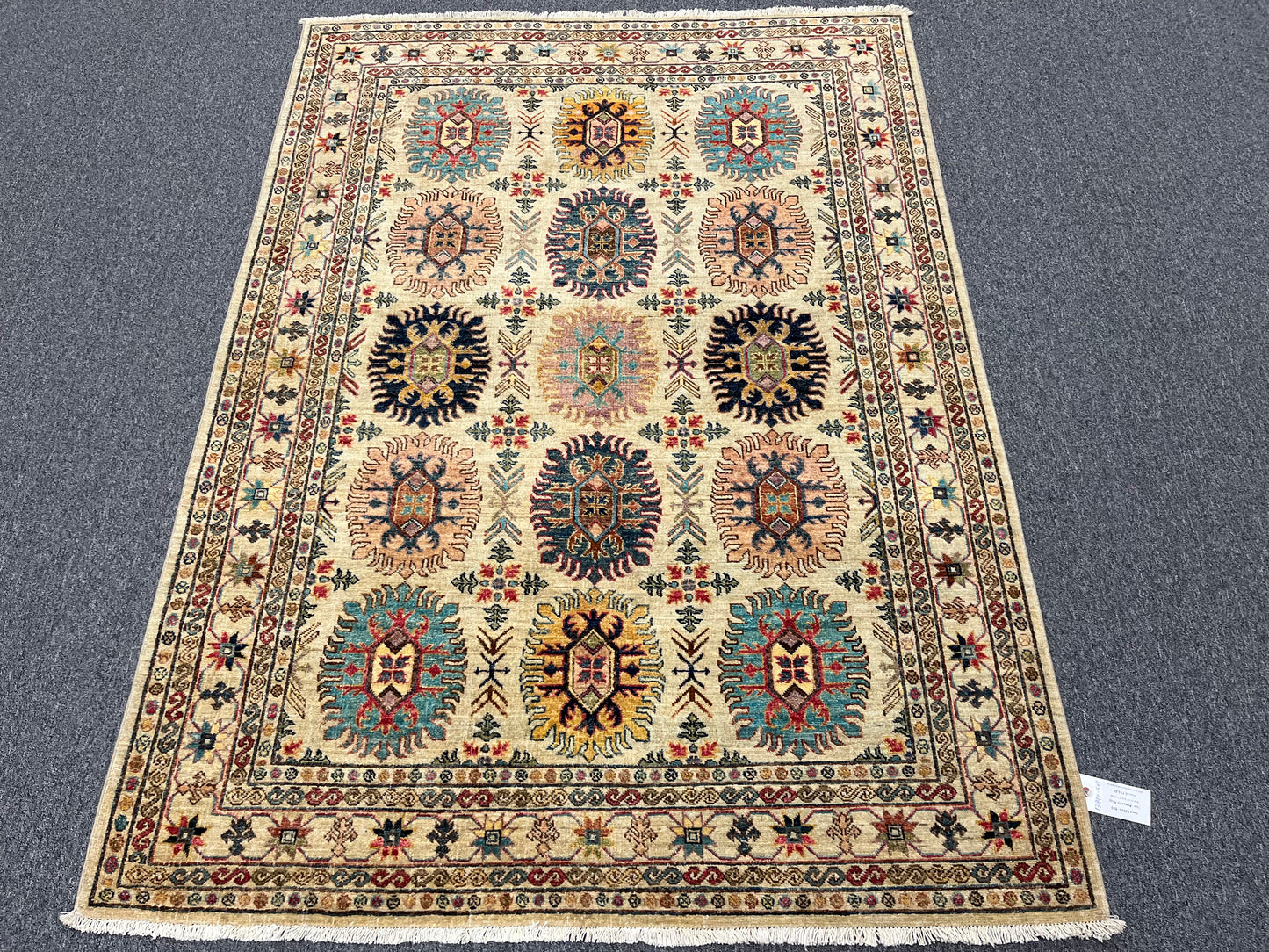 Beige Multicolor Tribal 5X7 Handmade Wool Rug # 13990