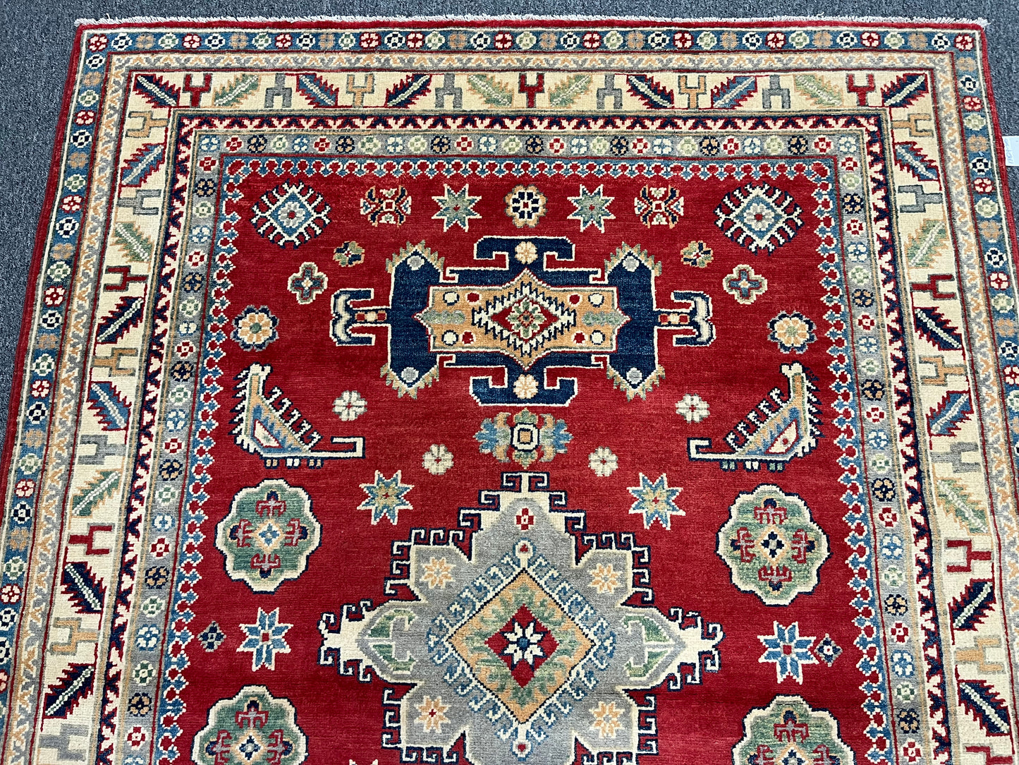 Geometric Red 5X7 Kazak Oriental Rug # 13829