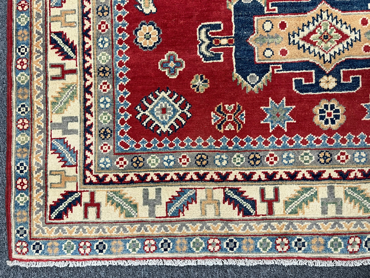 Geometric Red 5X7 Kazak Oriental Rug # 13829