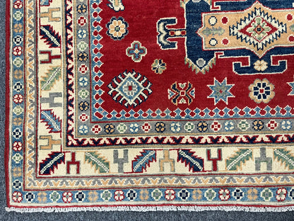 Geometric Red 5X7 Kazak Oriental Rug # 13829