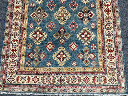 Geometric Light Blue 5X7 Kazak Oriental Rug # 13827