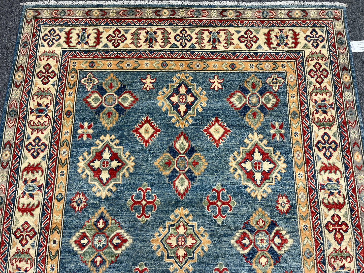 Geometric Light Blue 5X7 Kazak Oriental Rug # 13827